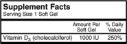 Vitamin D 1000 IU - 100 Gelcaps - INGREDIENTS