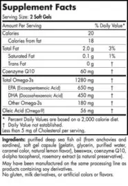 Ultimate Omega +CoQ10™ (Unflavored) - 60 softgels - INGREDIENTS