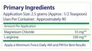 Liposomal Magnesium & L-Arginine Cream - 8oz - INGREDIENTS