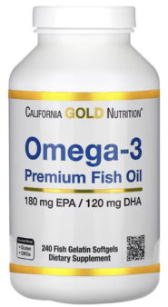 California Gold Nutrition, Omega-3, Premium Fish Oil, 240 Fish Gelatin Softgels
